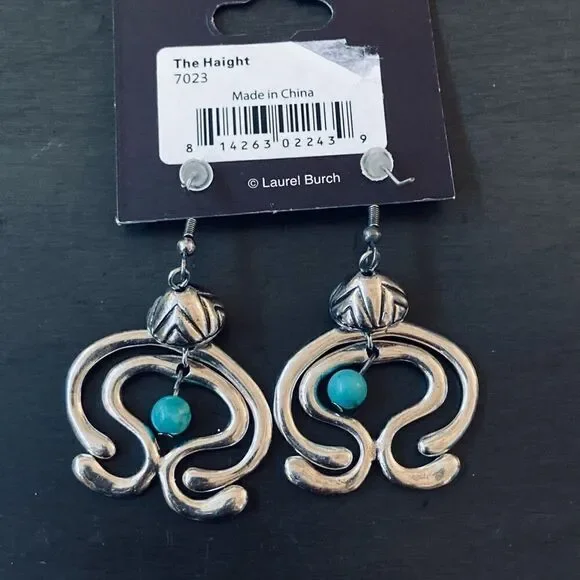 Laurel Burch Turquoise Silver Haight Statement Necklace Earrings Set - Picture 11 of 11